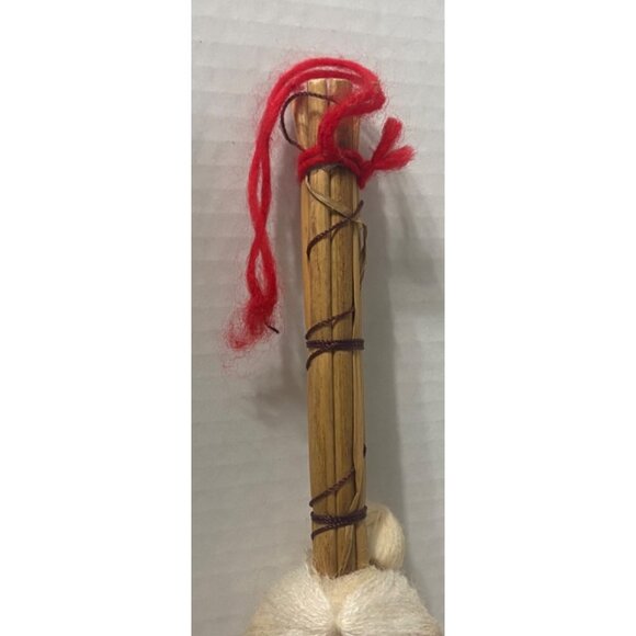 Handcrafted Christmas Mrs. Claus Straw Kitchen Witch Broom Doll Decor 14" - Picture 4 of 5